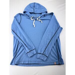 The Normal Brand Men's Lightweight Slub Hoodie - Blue, Size Medium